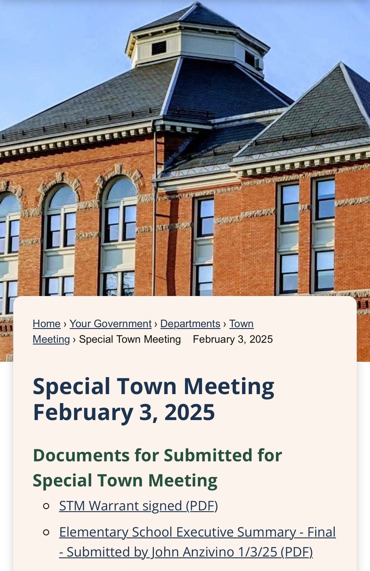 Special Town Meeting