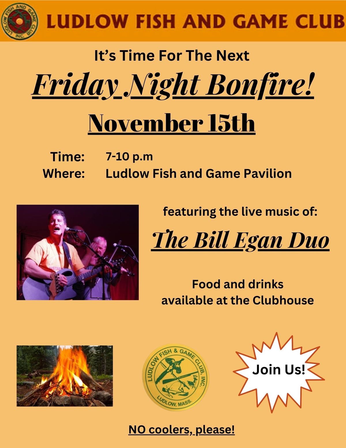 Friday Night Bonfire with The Bill Egan Duo