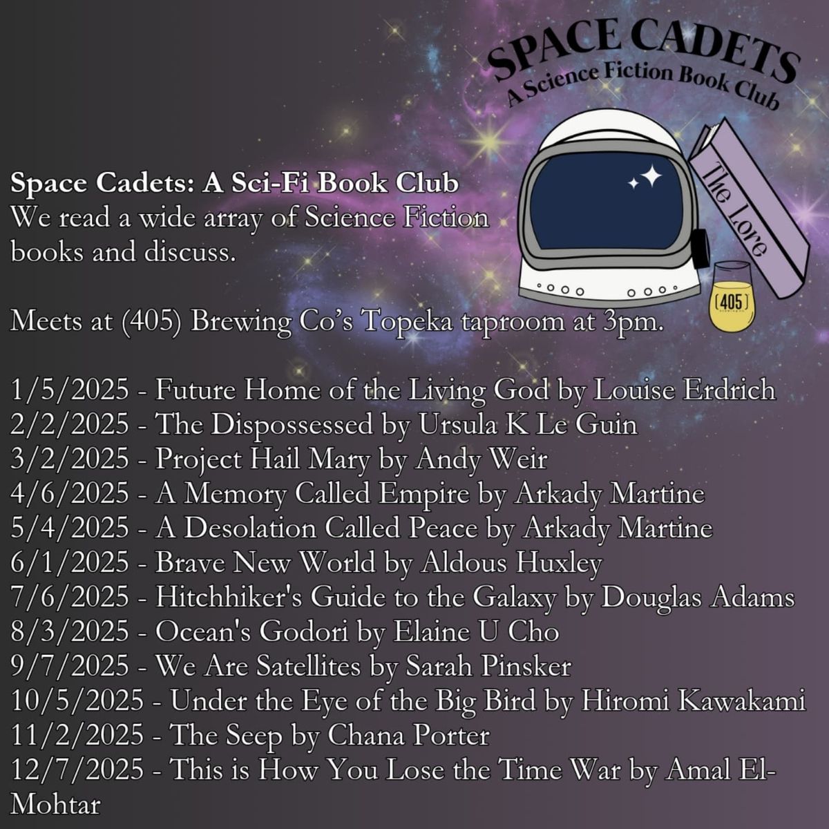 Space Cadets Sci-Fi Book Club at (405) Brewing Co