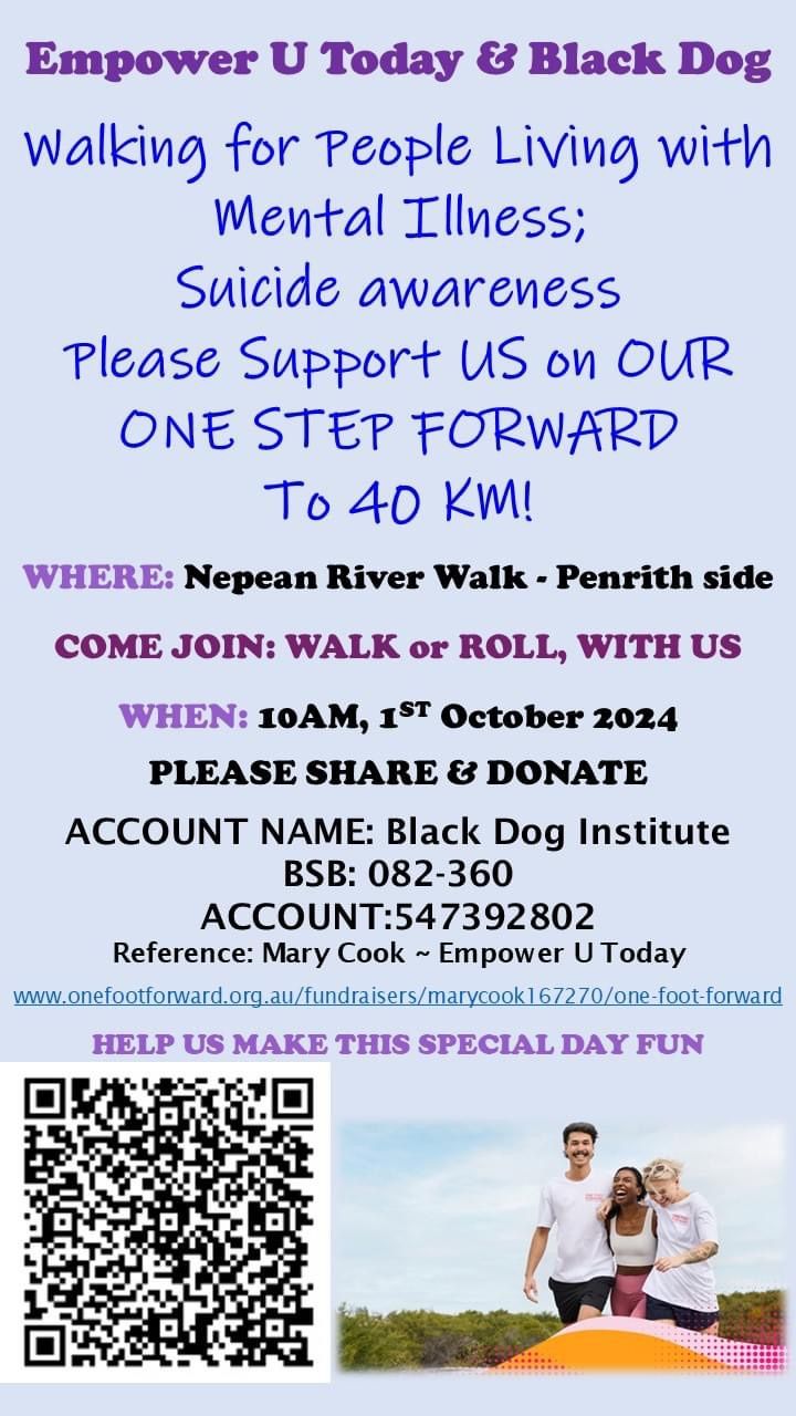  One foot forward; Support My Walk for Mental Health Research