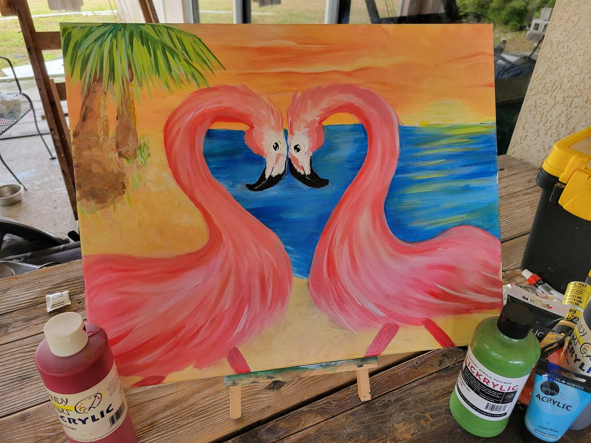 Flamingos in Paradise Paint Party