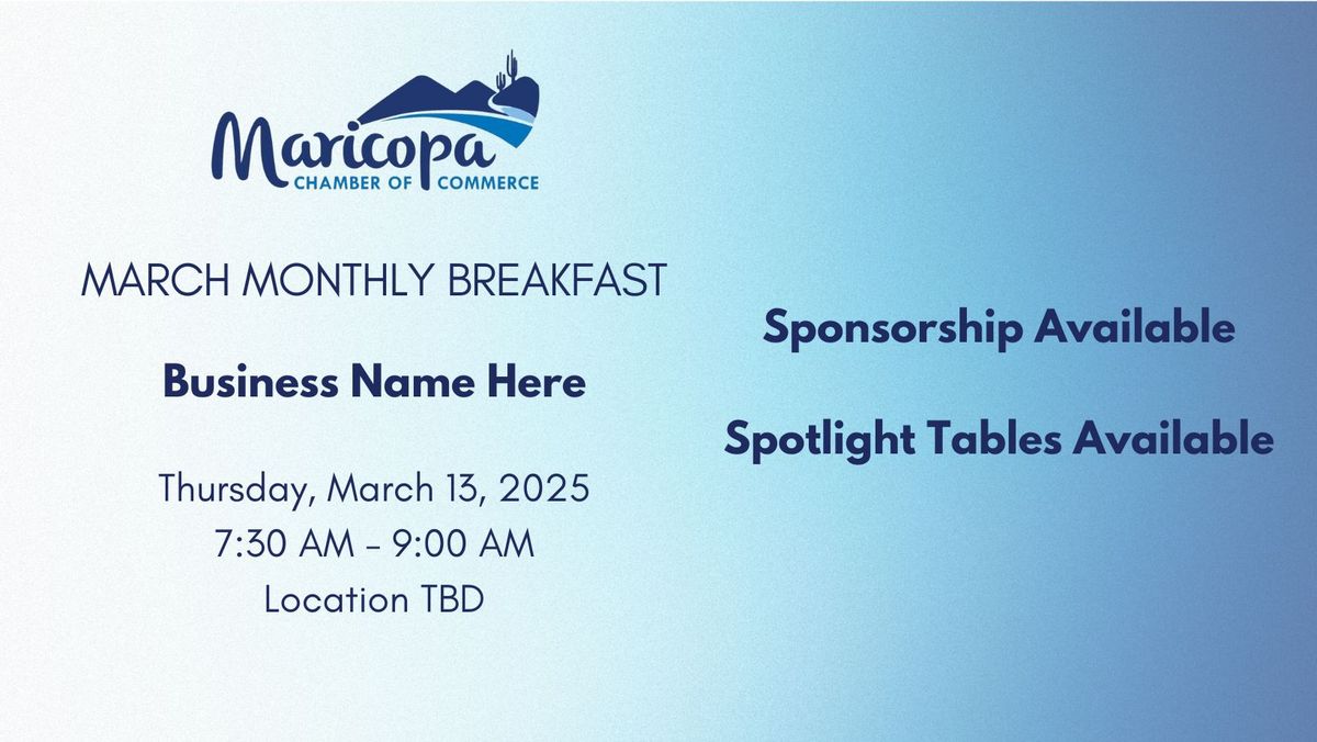 March 13 Chamber of Commerce Breakfast