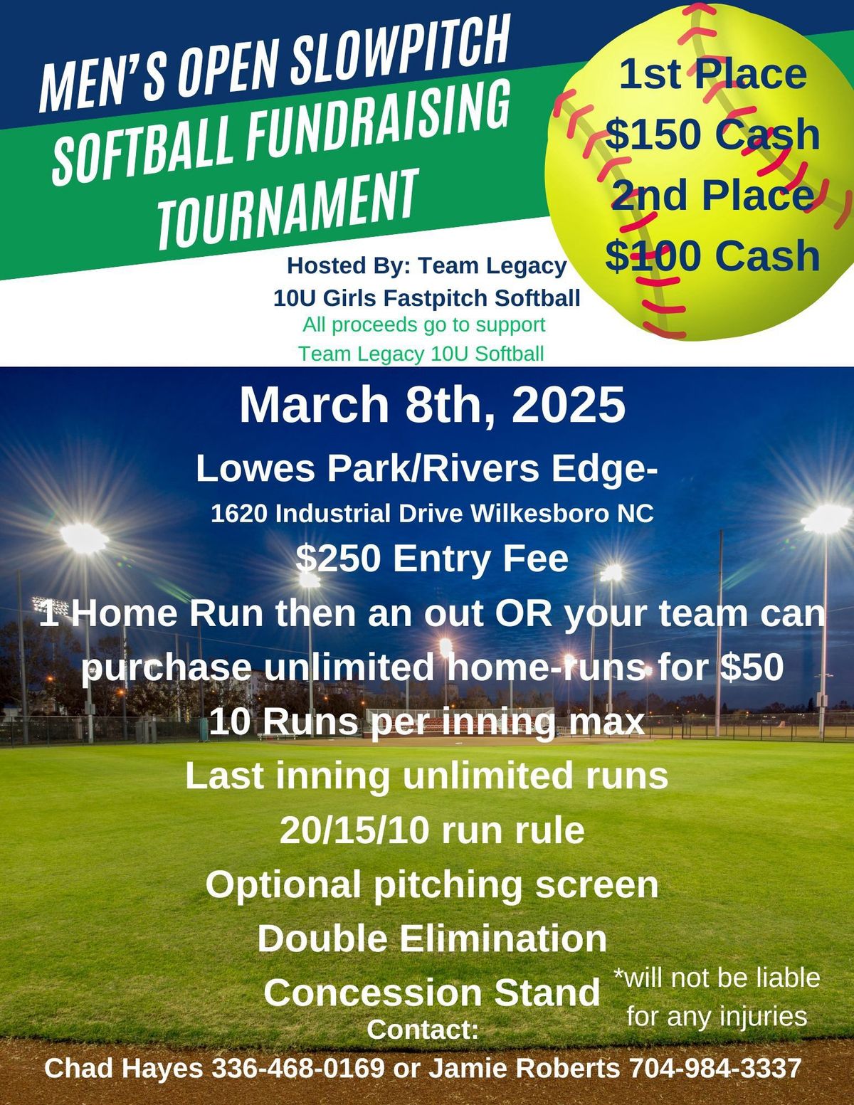 2nd Annual Team Legacy Slowpitch Softball Fundraising Tournament