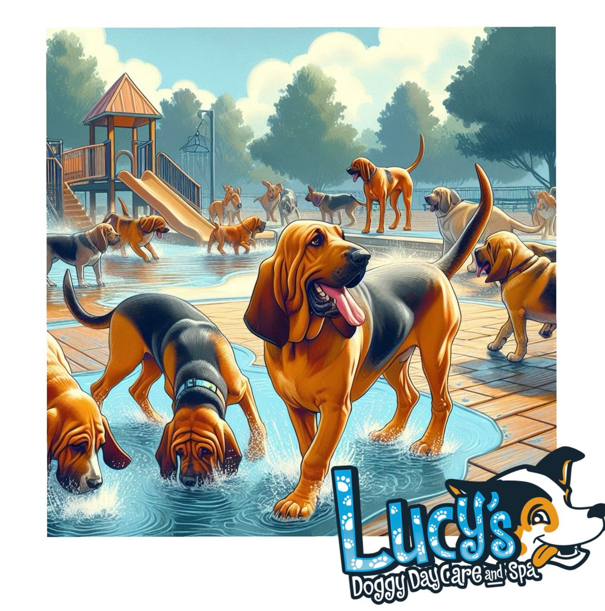 Bloodhound Romp at Lucy\u2019s Pet Resort