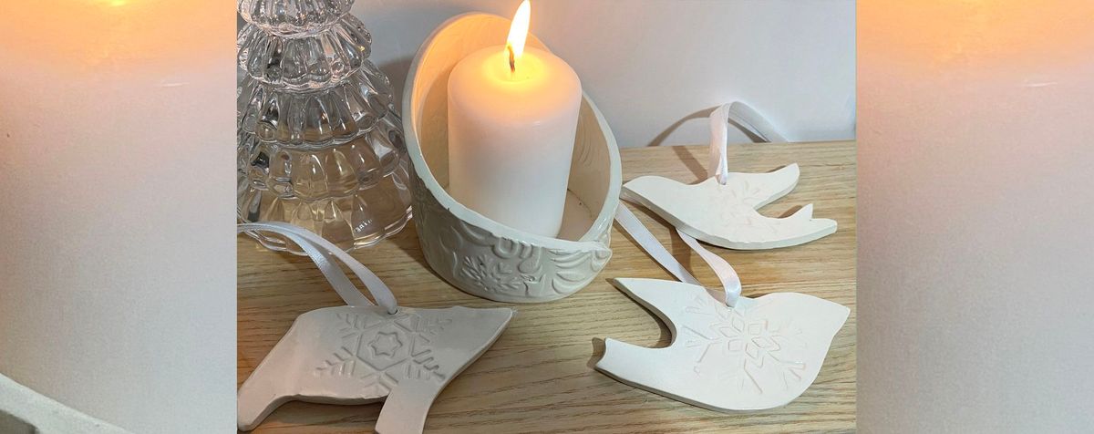 Beginners\u2019 pottery workshop -Christmas candle holder and tree ornaments