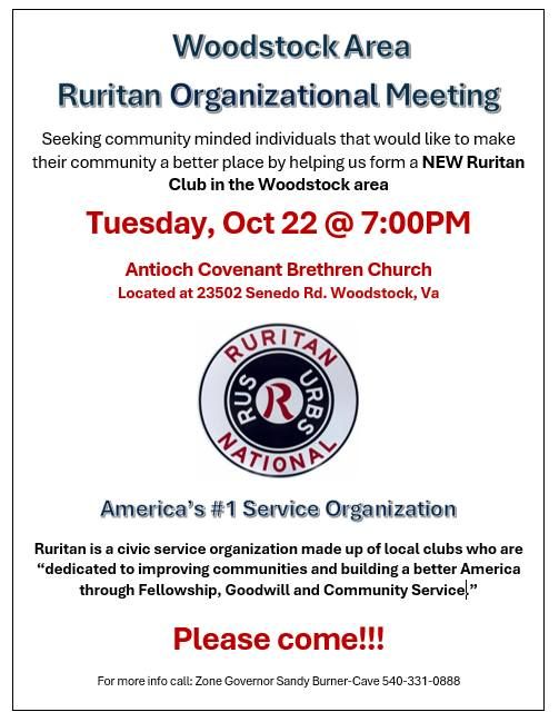 NEW RURITAN CLUB in the Woodstock area