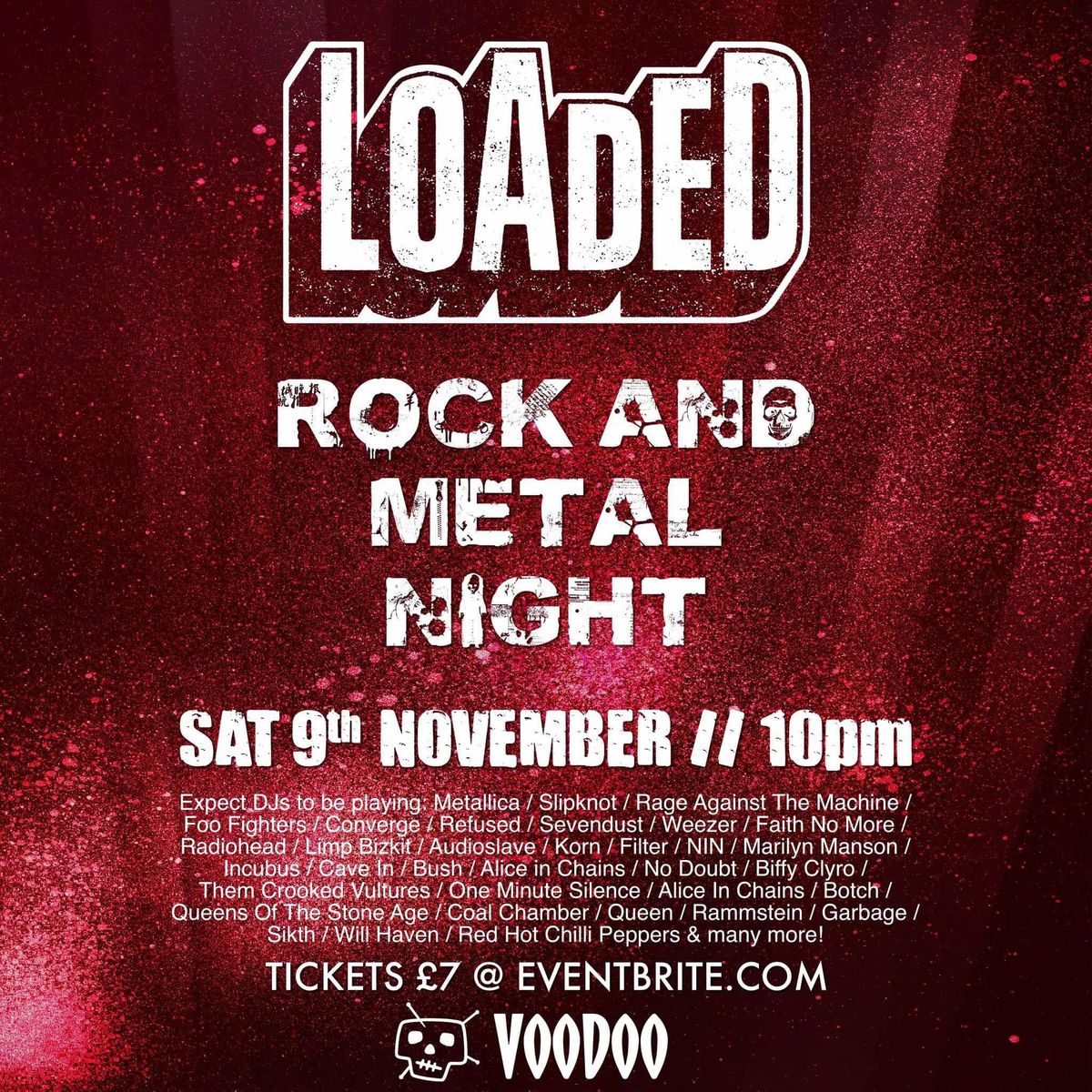 Loaded! Rock & Metal Club night at Voodoo Belfast 9\/11\/24 - Tickets on sale now*