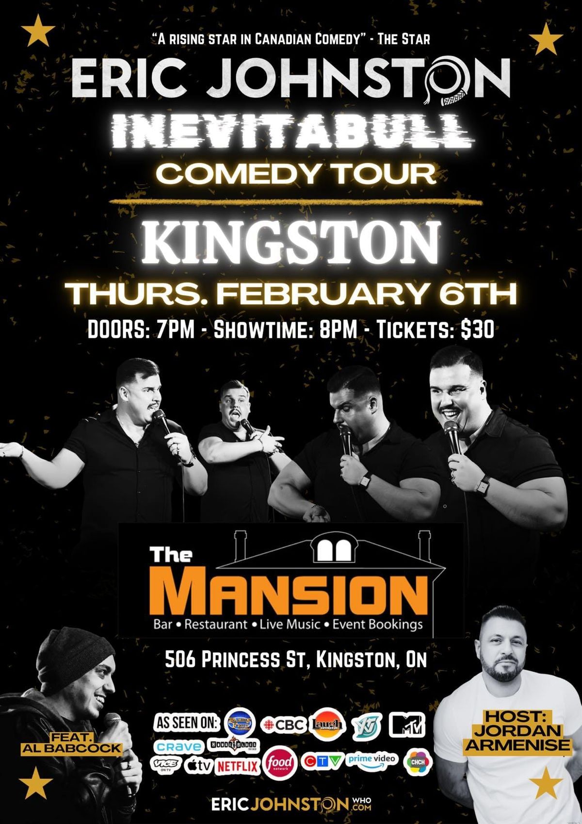 Comedian Eric Johnston "Inevitabull Tour" Live in Kingston 