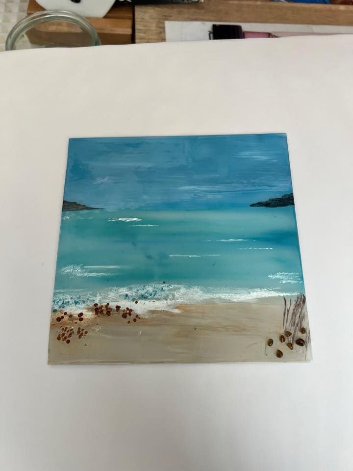 Landscape painting on glass