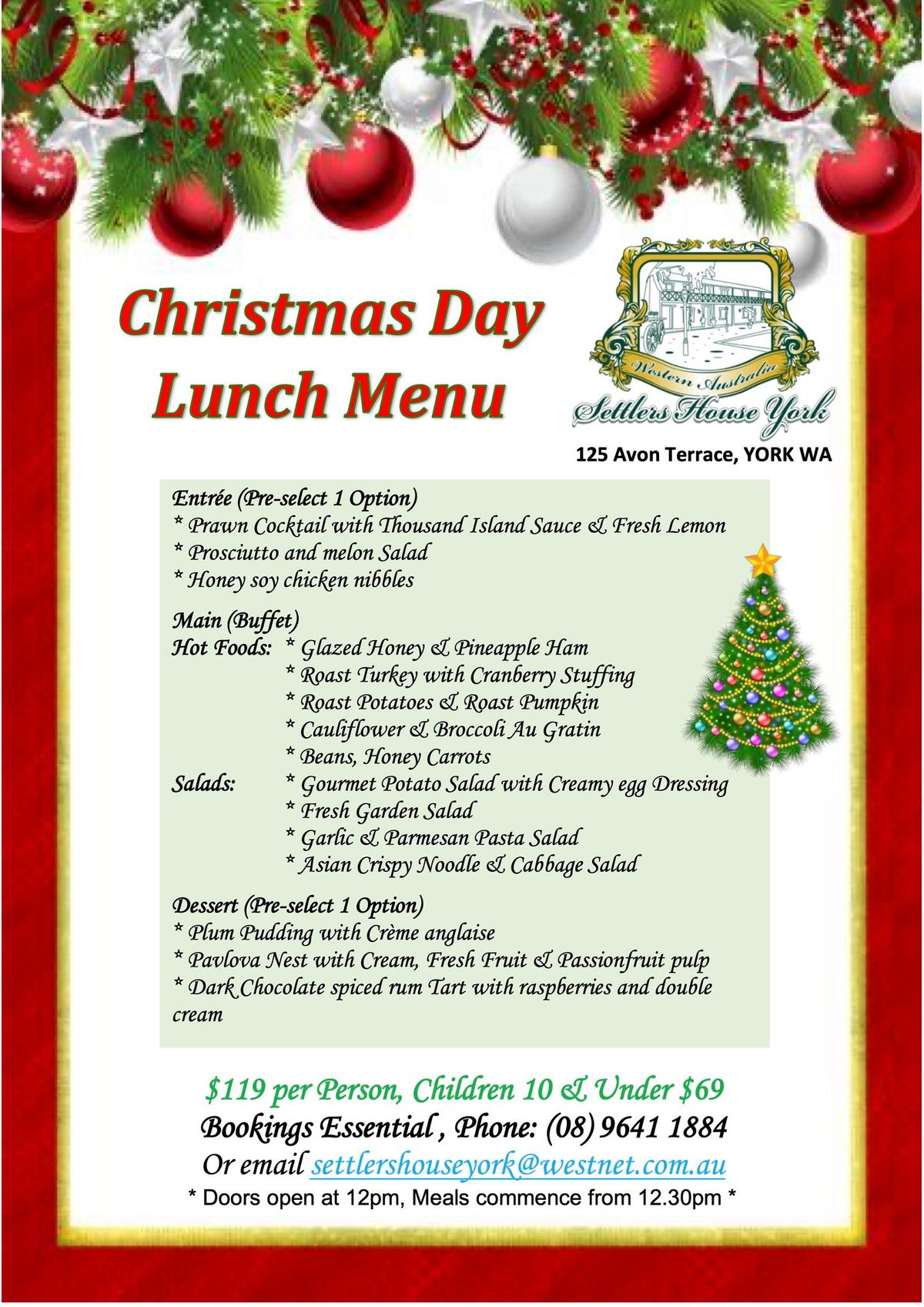 Christmas Lunch at Settlers House York