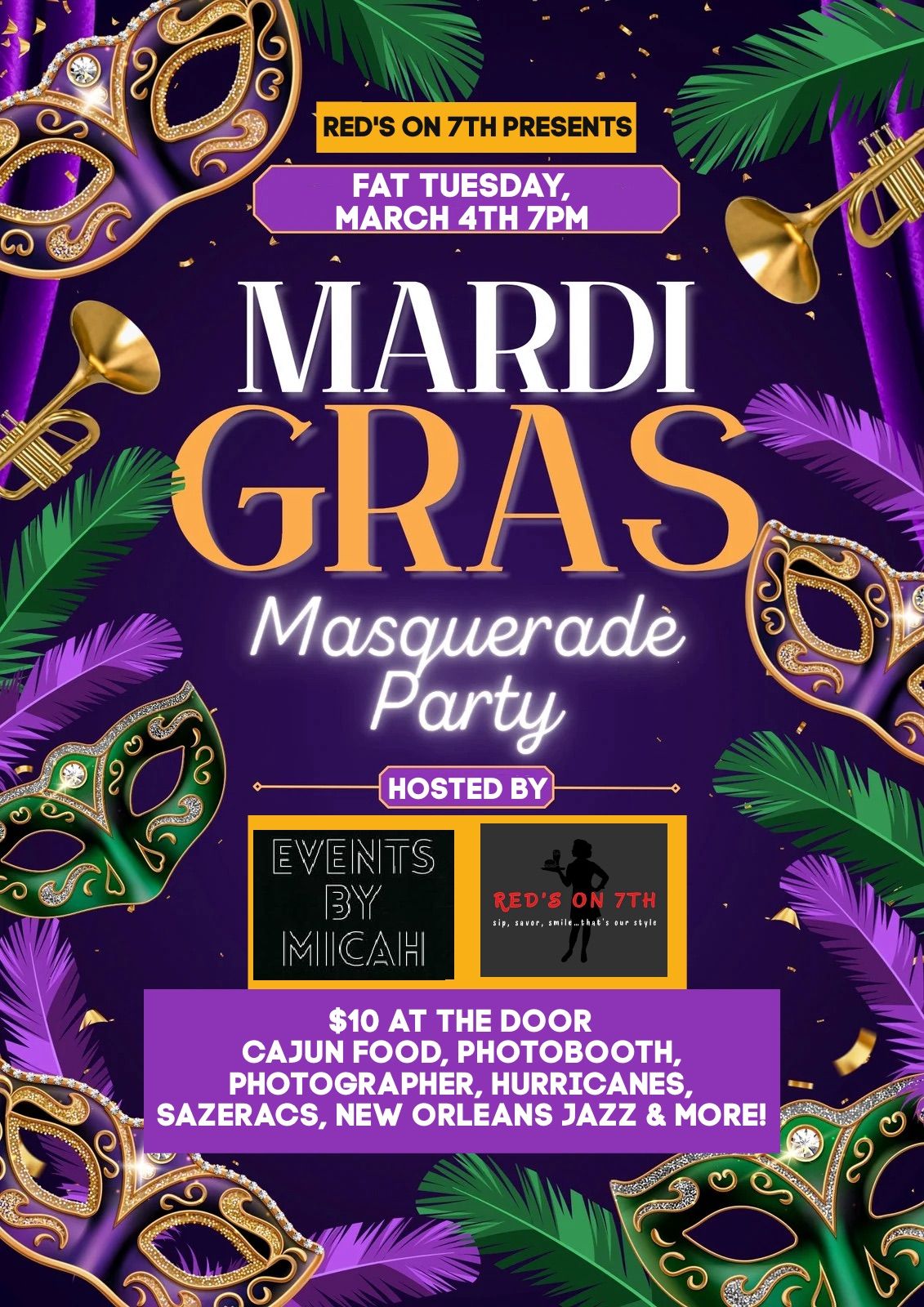 Mardi Gras Masquerade Party at Red's