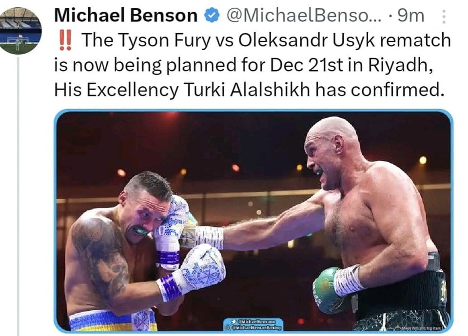 Fury vs Usyk Rematch