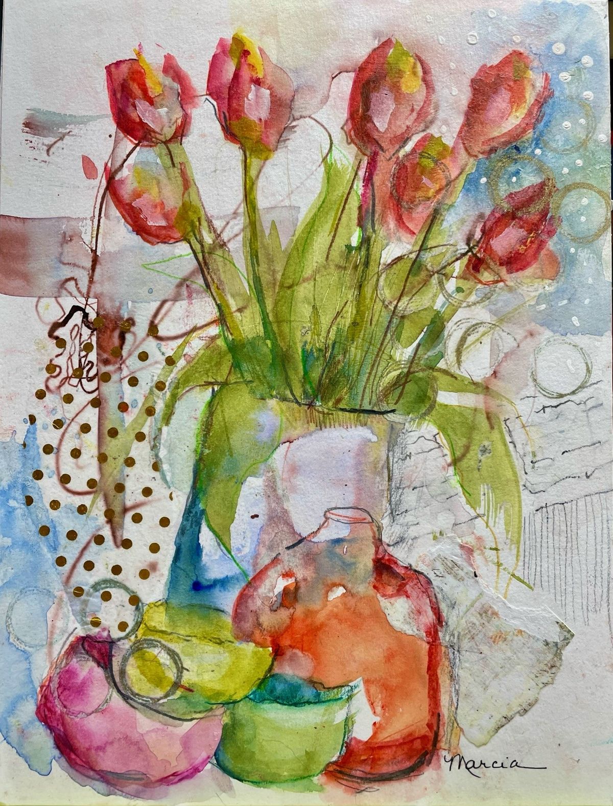 Intuitive Watercolor Florals with Mixed Media with Marcia Hodges