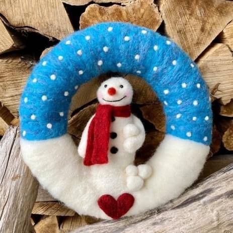 Jolly Snowman Christmas Wreath, Needle Felting Workshop