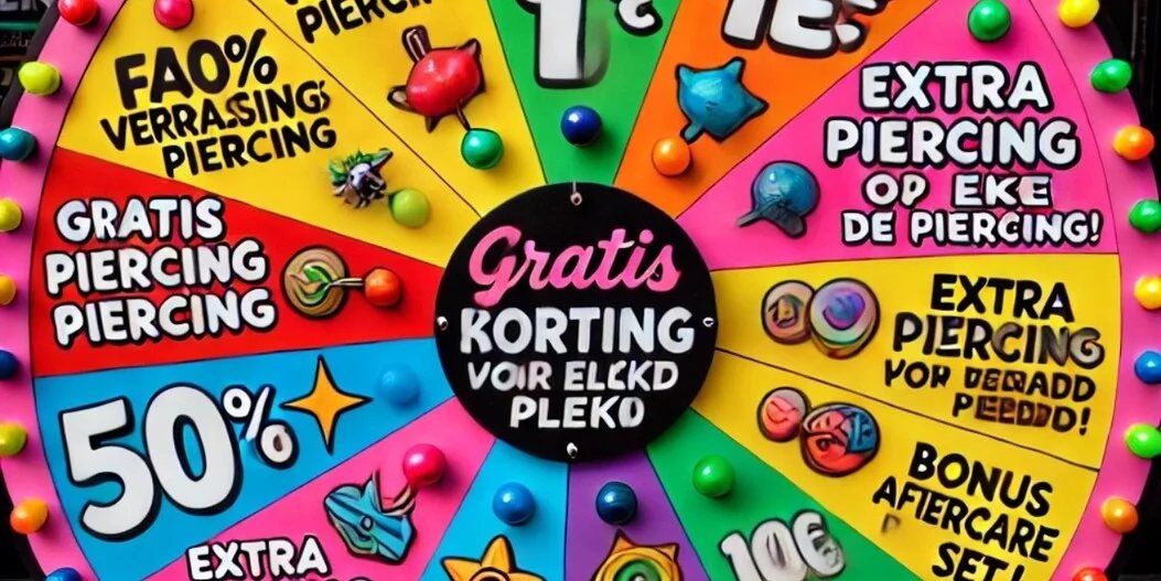 Piercing Roulette \u2013 Draai & Win Gekke Prijzen! Black Friday Special: 25 t\/m 29 november \u2013 van 10:30 