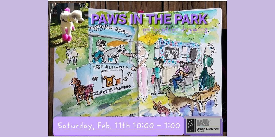 Paws On The Park - on-location drawing at Lake Eola park