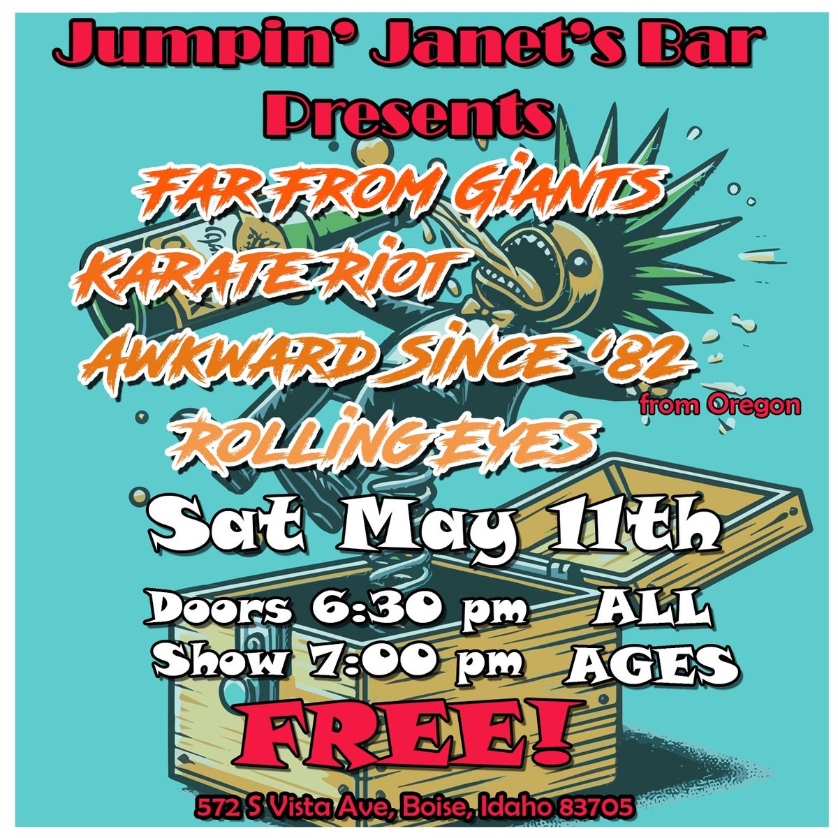Free Punk show at Jumpin\u2019 Janet\u2019s