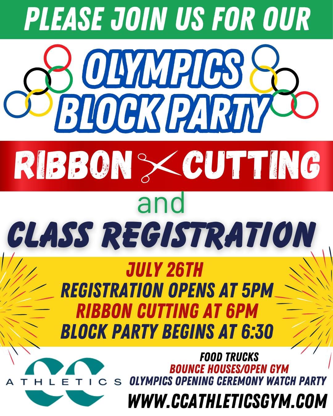 CCA BLOCK PARTY, RIBBON CUTTING, & CLASS REGISTRATION