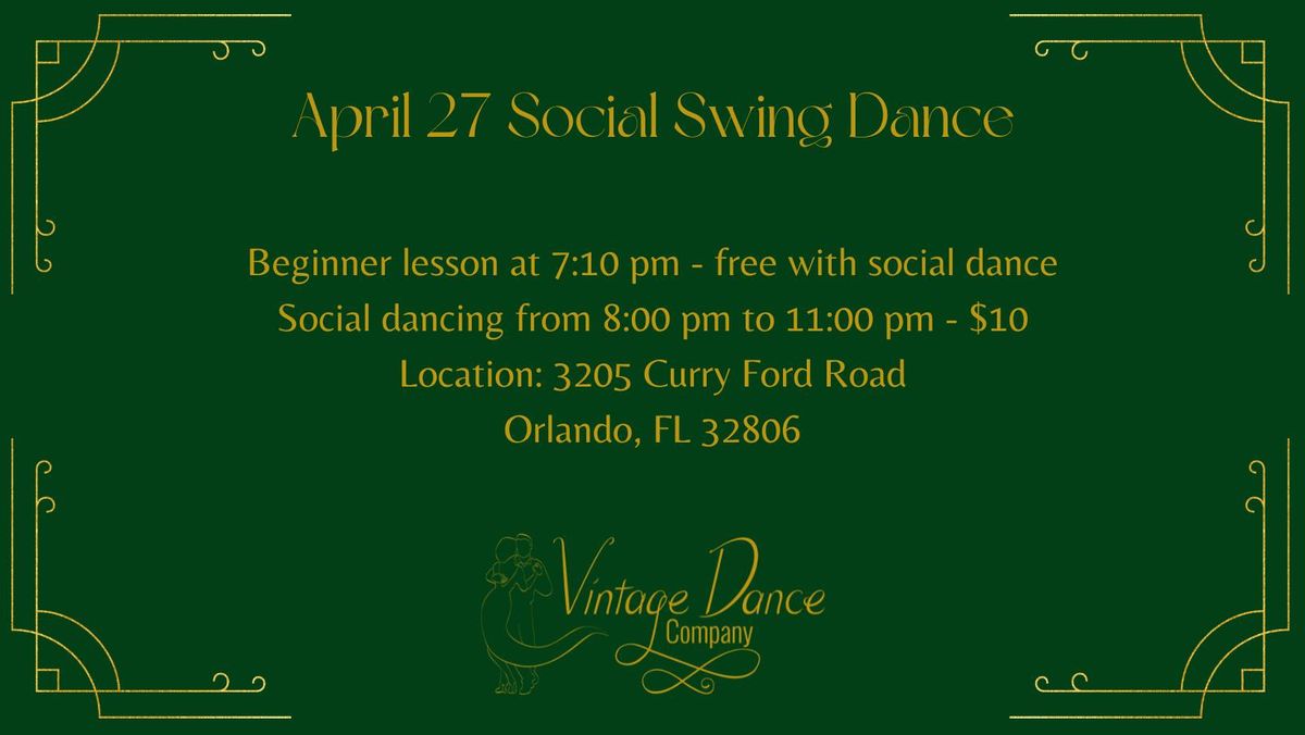 April 27 Social Swing Dance 