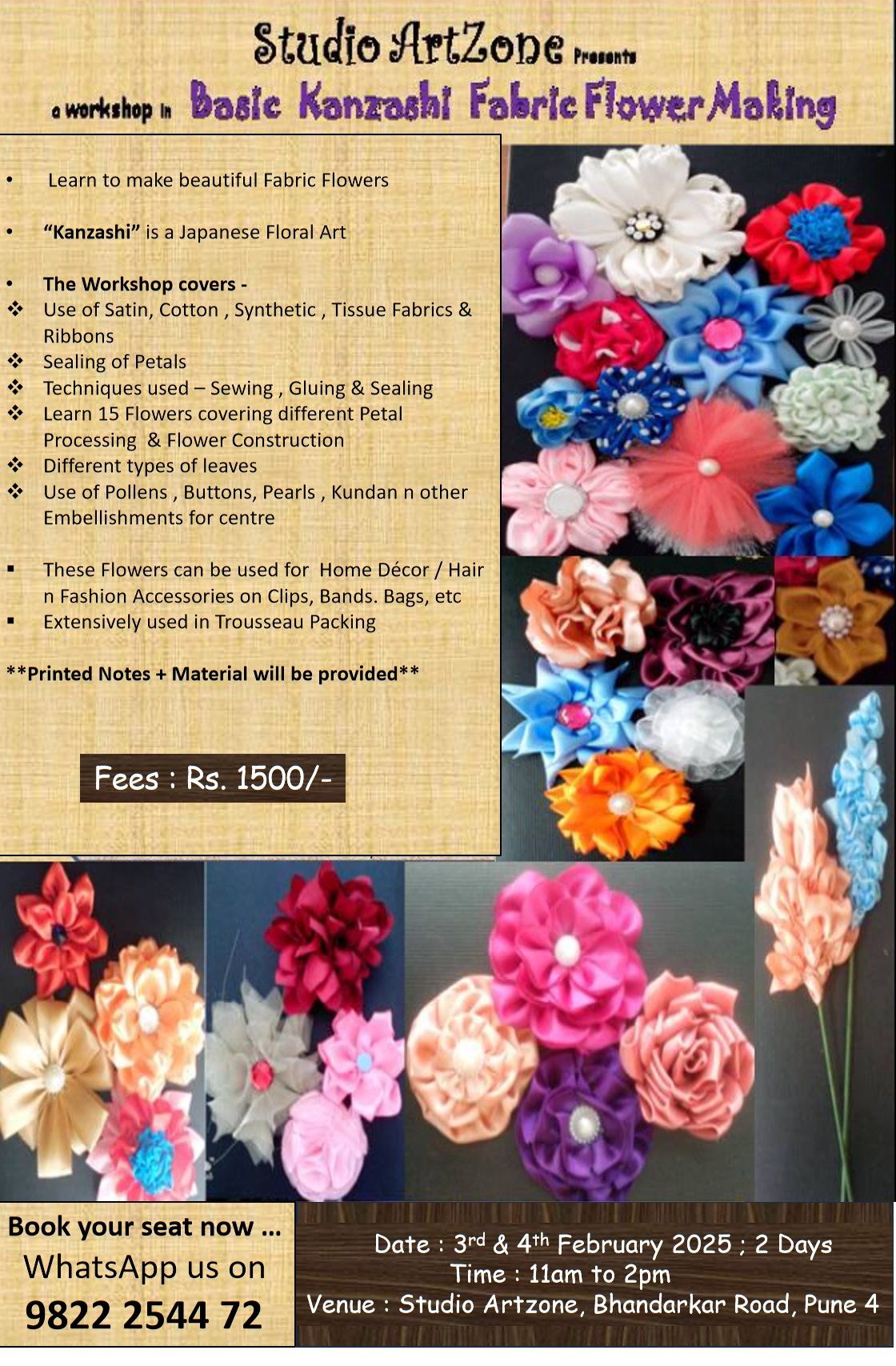 Kanzashi Fabric Flower Making