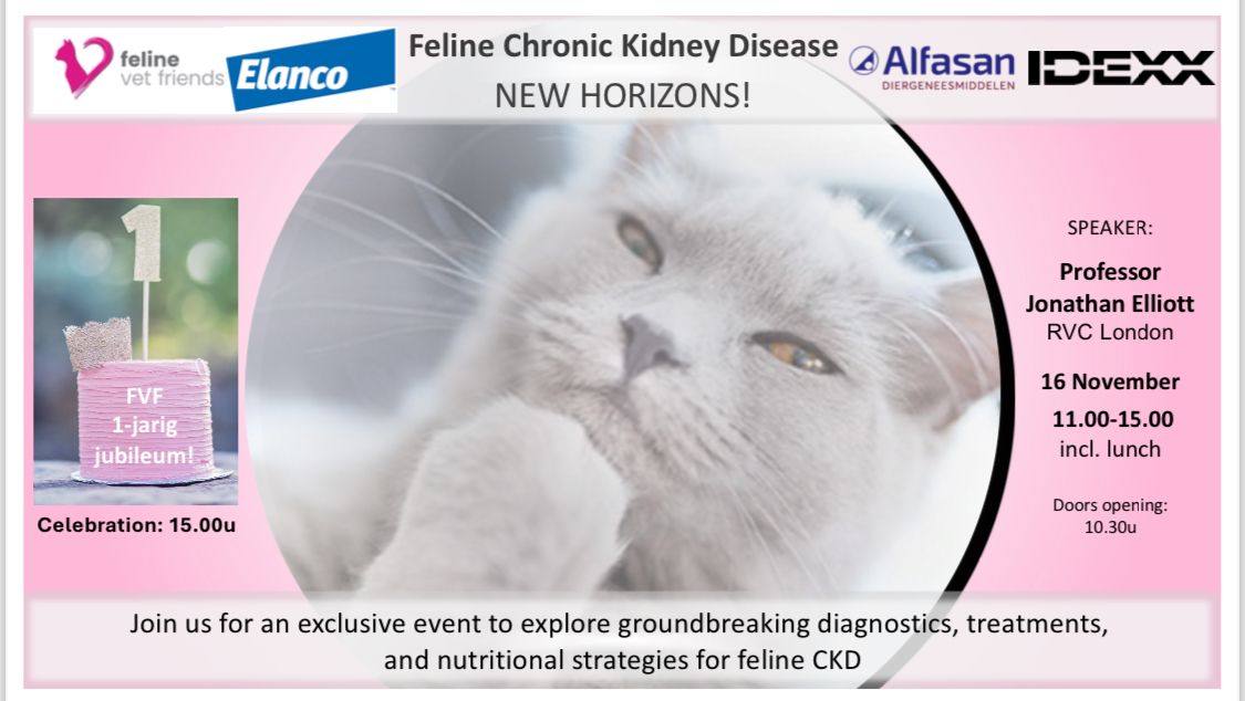 Viering 1 jarig jubileum en lezing: Feline Chronic Kidney Disease, new Horizons!