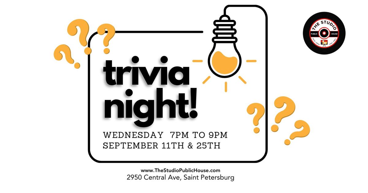 TRIVIA NIGHT @ THE STUDIO PUBLIC HOUSE