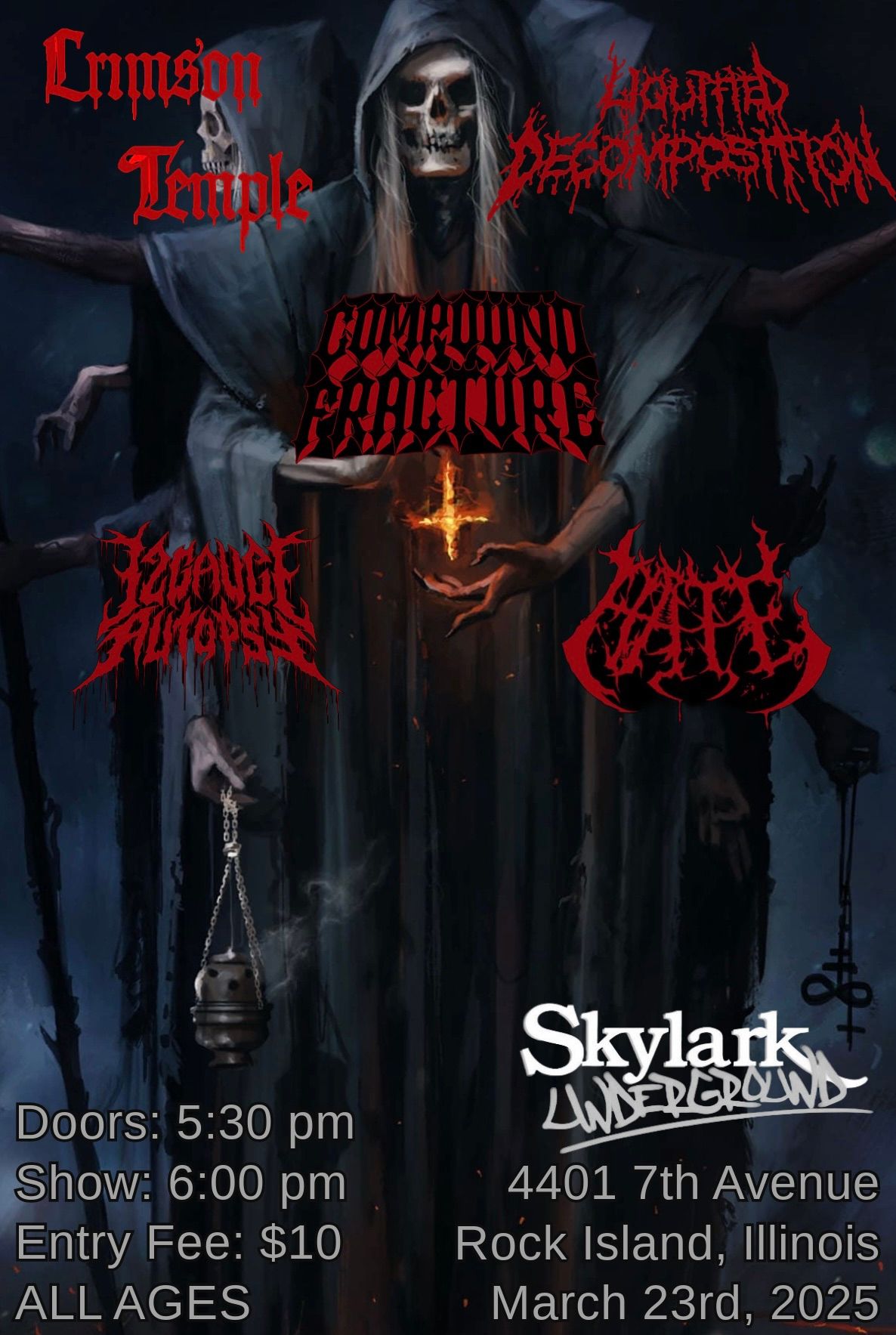 HARDCORE NITE @ Skylark w\/ Compound Fracture, 12 Gauge Autopsy, Liquid Decomposition, Crimson Temple