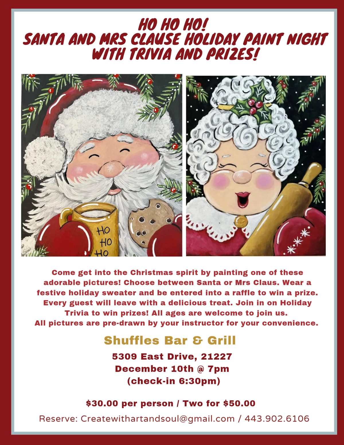 Santa & Mrs Claus Paint Night with Trivia and prizes!