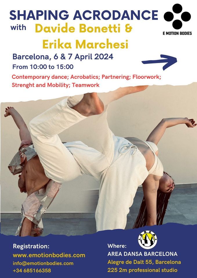 SHAPING ACRODANCE workshop with Davide Bonetti & Erika Marchesi, Barcelona 6 & 7 April 2024
