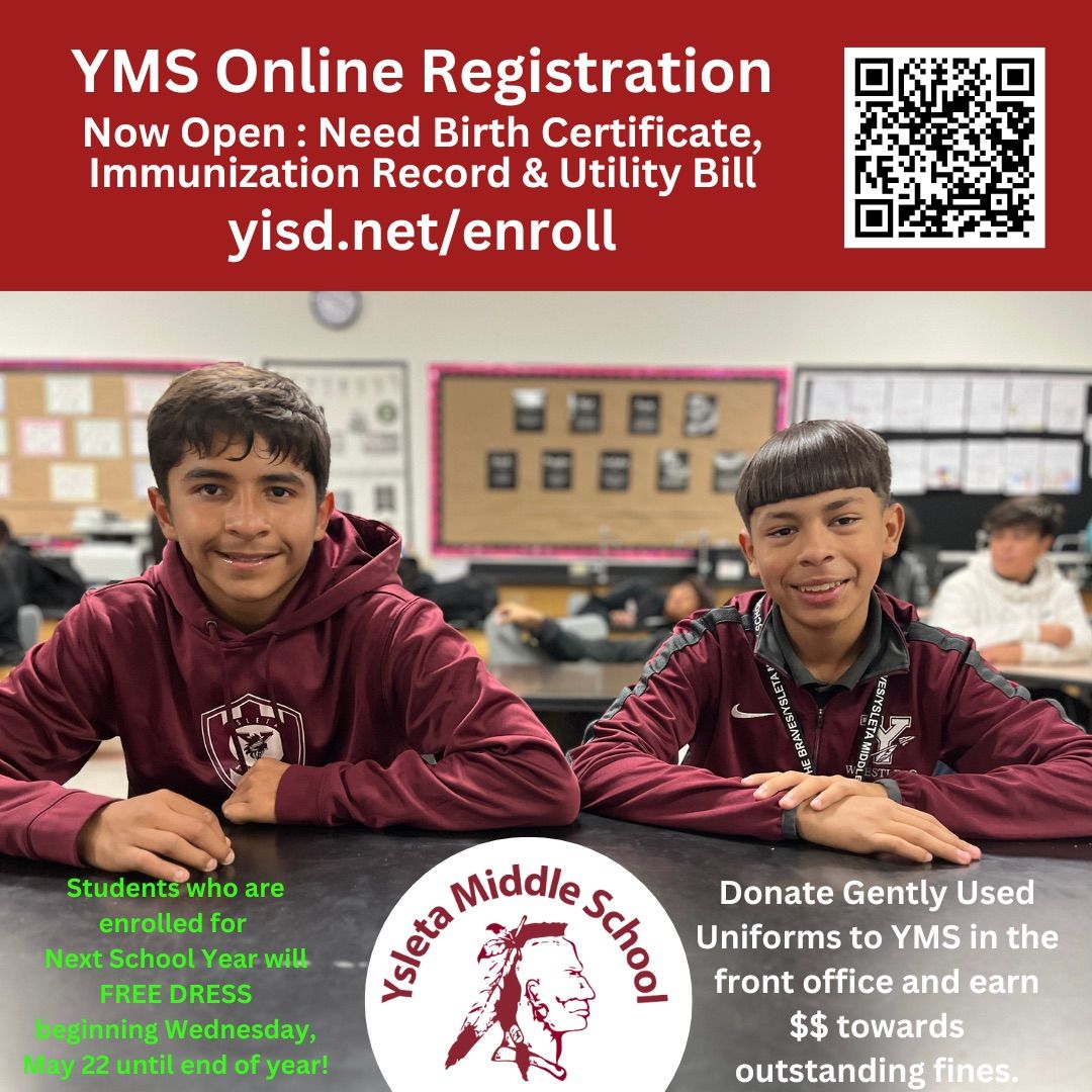 In-Person Registration for Ysleta Middle School