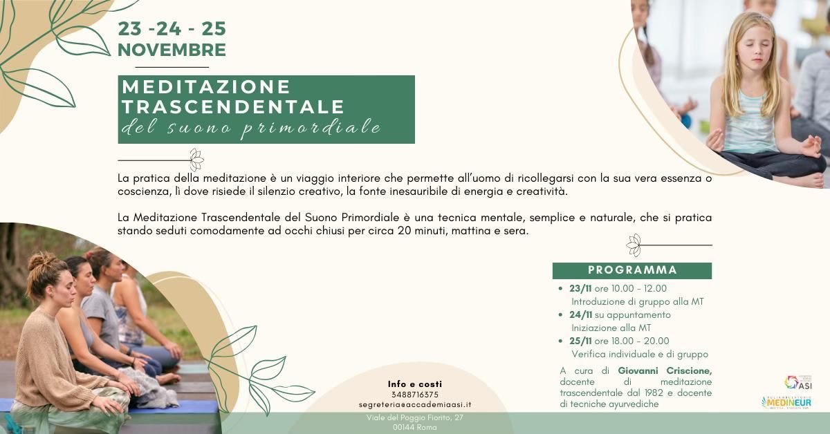 MEDITAZIONE TRASCENDENTALE del Suono Primordiale - corso di iniziazione