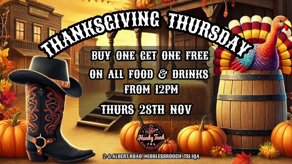 Thanksgiving Thursday @ Honky Tonk Bar & Grill 