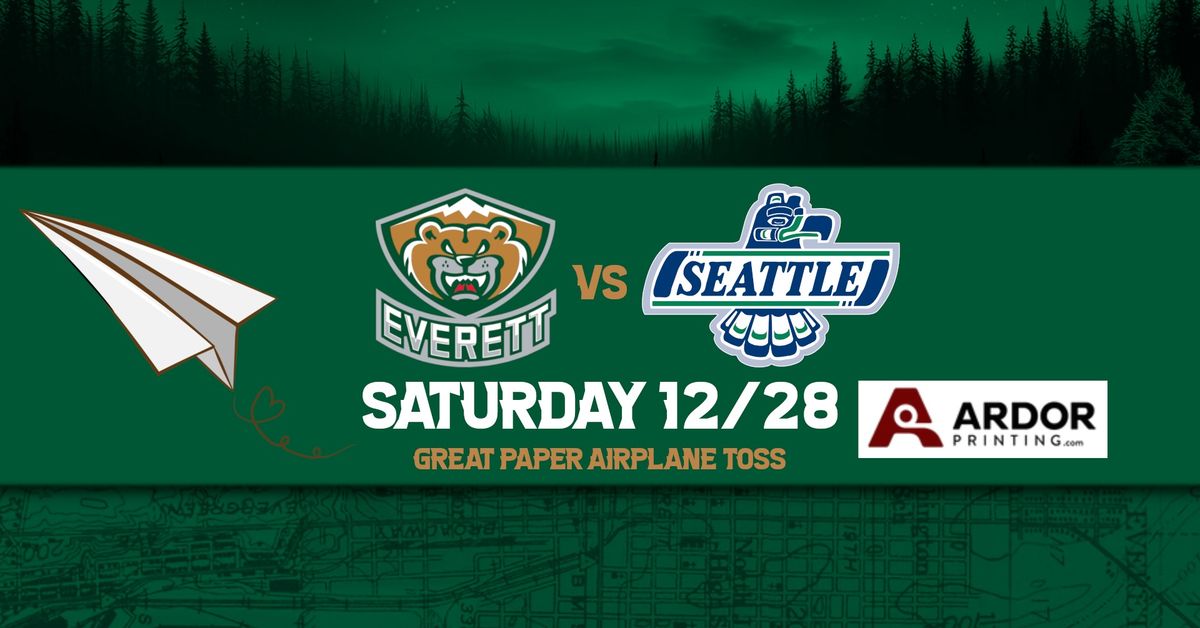 Great Paper Airplane Toss! Everett Silvertips vs Seattle Thunderbirds