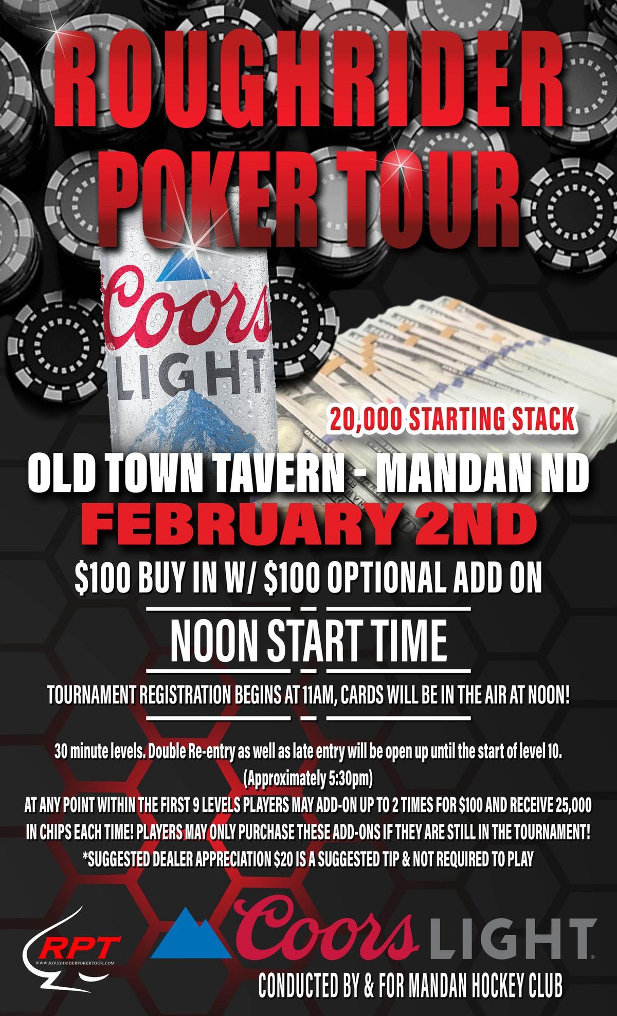 Event 7B Old Town Tavern-$100 Buy In w\/ Optional $100 Add-ons-20,000 Starting Stack!!! NOON START