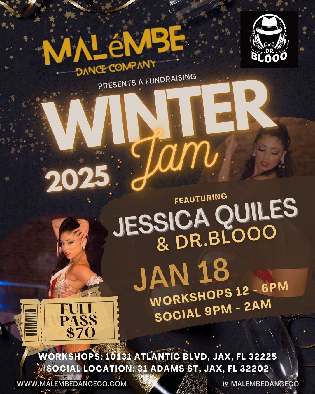 Mal\u00e9mbe Winter Jam Workshops and Latin Social Ft. Jessica Quiles