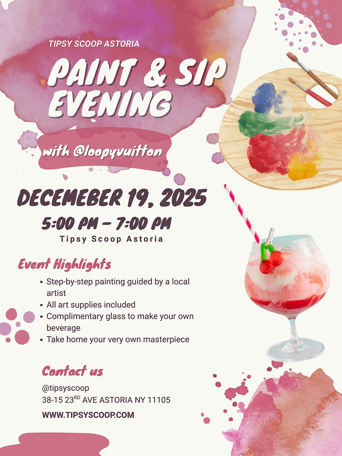 Paint & Sip Evening at Tipsy Scoop Queens