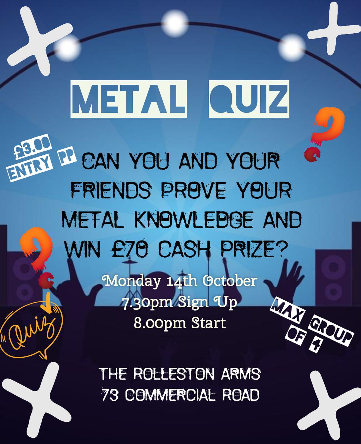 Metal Music Quiz at The Rolleston Arms