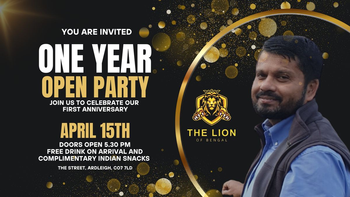 Join us For Our 1st Anniversary Party at The Lion of Bengal!