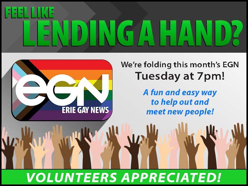 Erie Gay News folding\/distribution work party