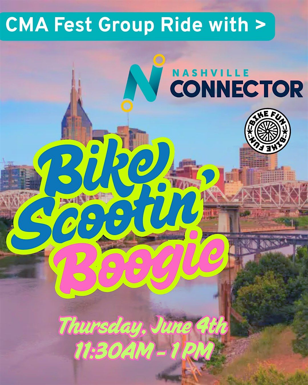 CMA Fest Group Bike Ride with Nashville Connector and Bike Fun