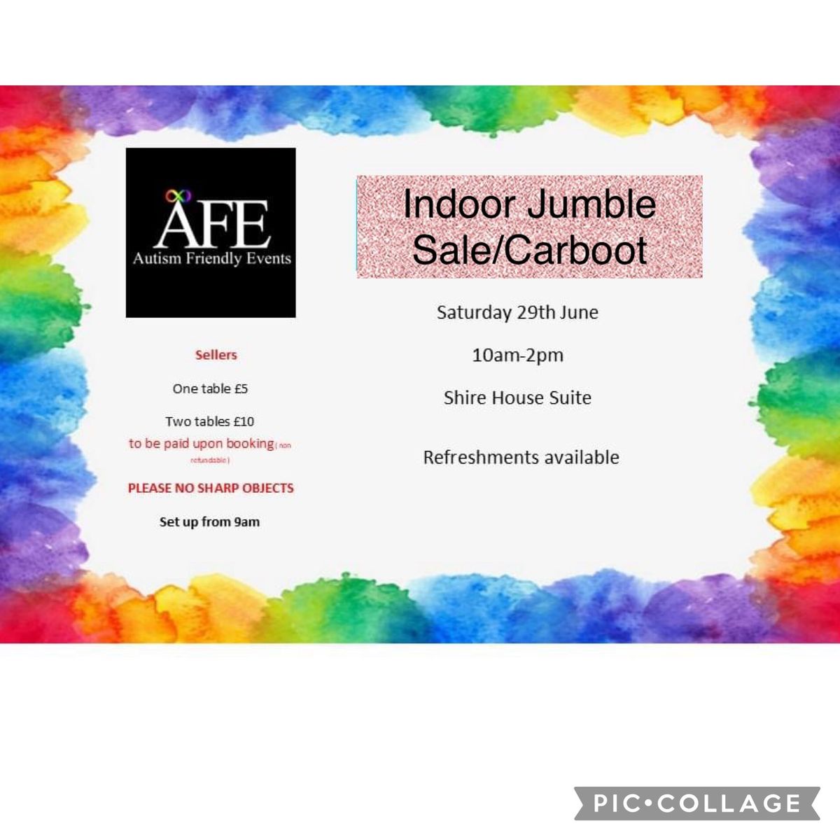 Indoor jumble sale\/ carboot