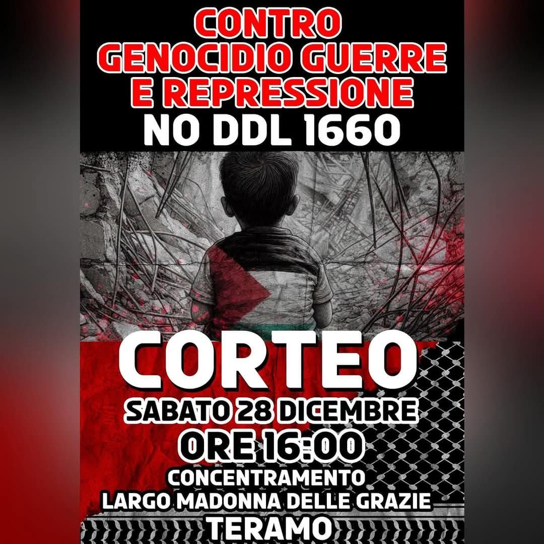 \u2605 CORTEO CONTRO GENOCIDIO, GUERRE E REPRESSIONE \u2605