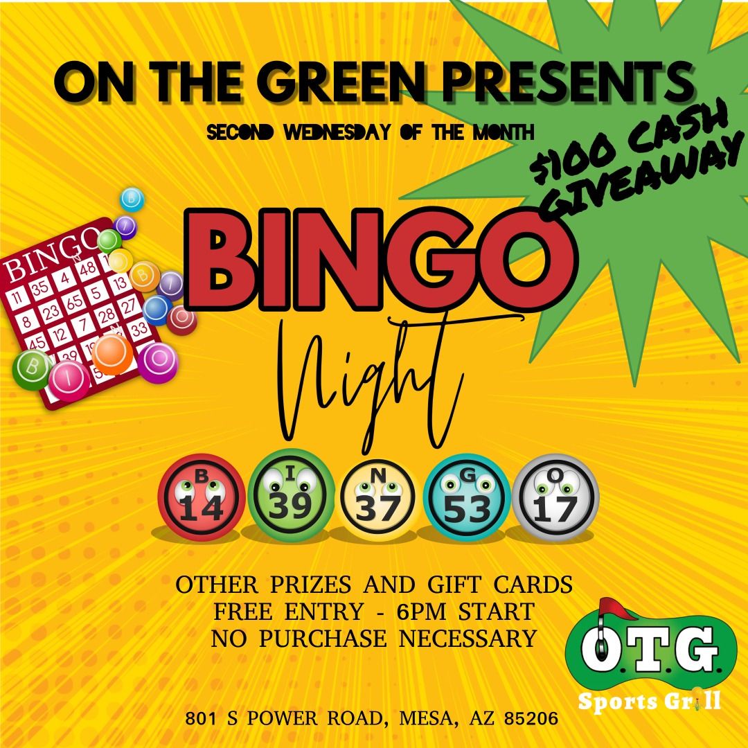 $100 CASH PRIZE BINGO @ OTG 