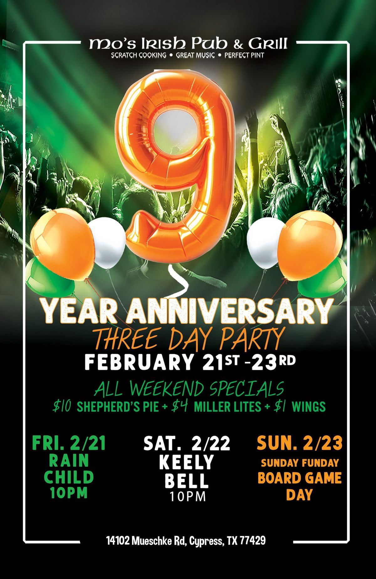 Cheers to 9 Years!! Mo's Irish Pub Anniversary Party