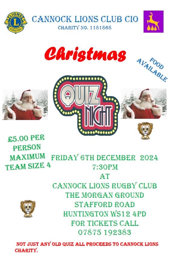 Cannock Lions Christmas Quiz.