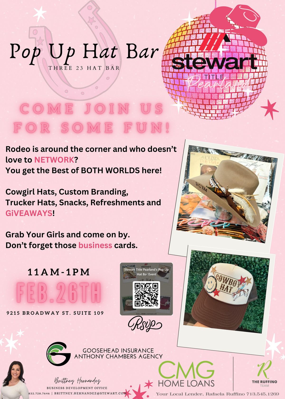 Stewart Title Pearland's Pop Up Hat Bar