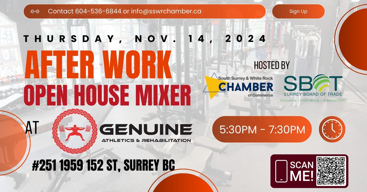 After Work Open House Mixer at Genuine Athletics & Rehabilitation 