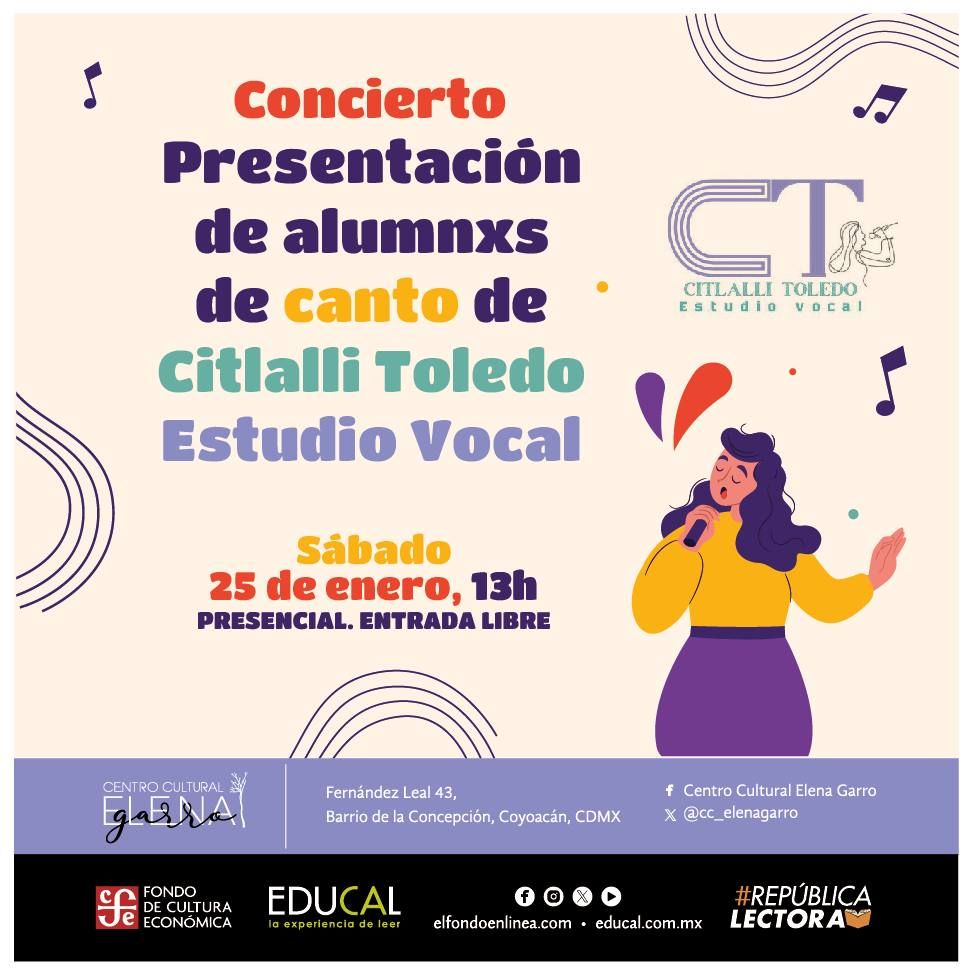 Concierto. Presentaci\u00f3n de alumnos de canto de Citlalli Toledo.