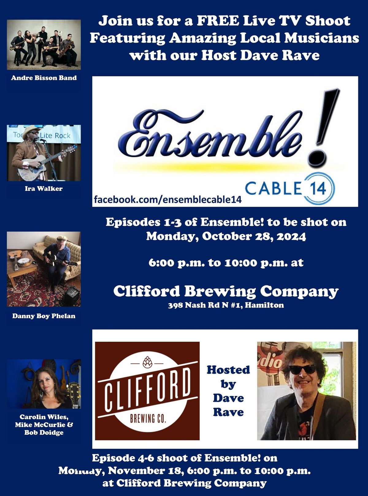 Ensemble! (a local music show on Cable 14) invites you to join us for a FREE LIVE TV shoot