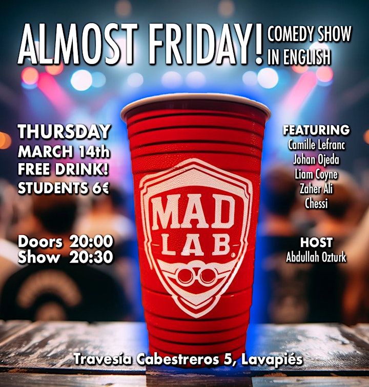 Almost Friday - English Standup Comedy Show w\/ FREE DRINKS